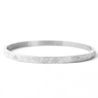 Armband rvs tropical leaves zilver