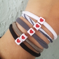 Armband stretch red love 7mm