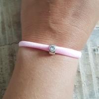 Armband stretch pink met swarovski #1
